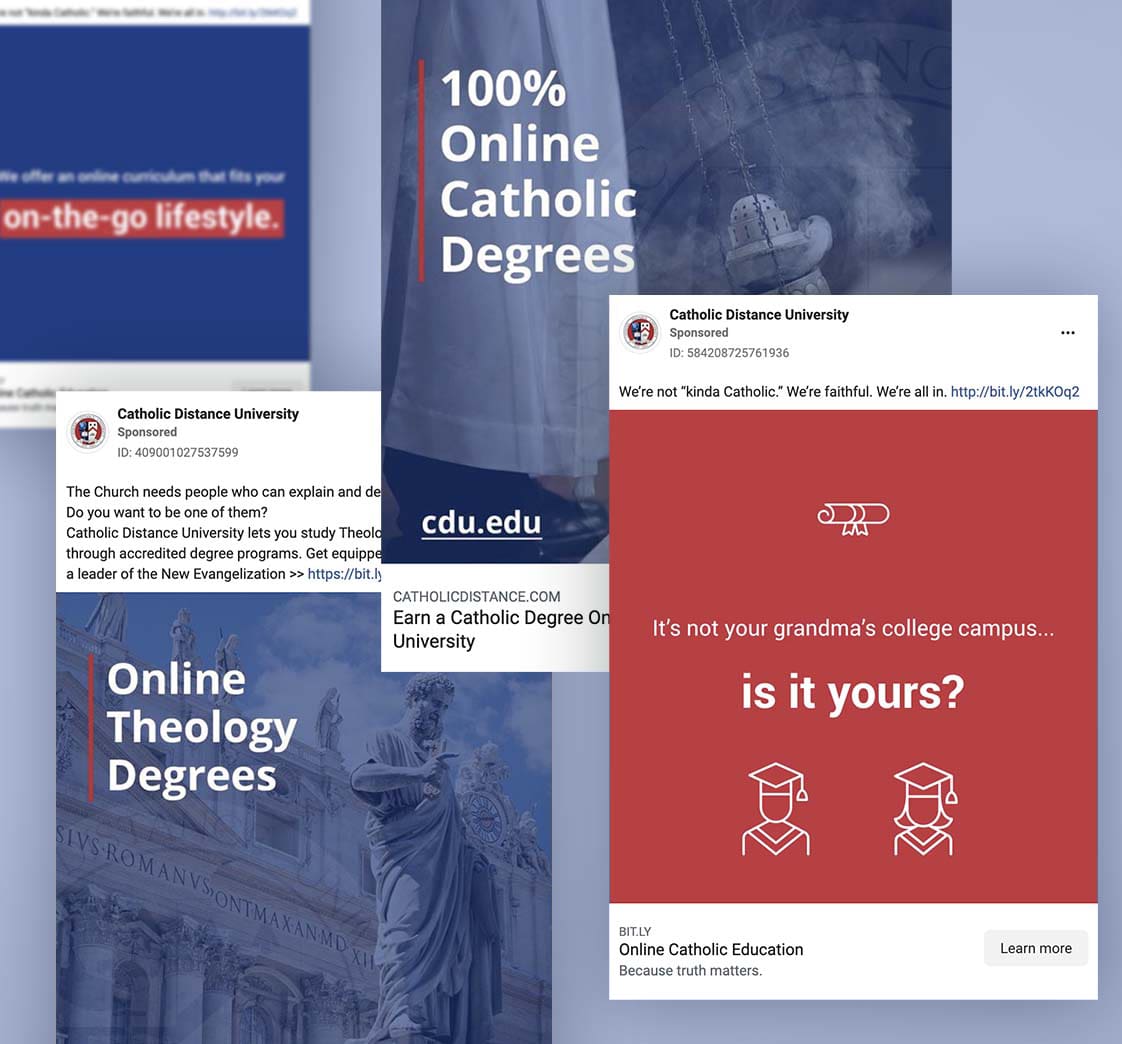 case study Catholic Distance University Lead Capture Floating Ads Our Solution Mobile